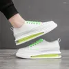 Casual Shoes British Style Men Luxury Fashion Platform Air Cushion Sole Sneakers Street Original läder Vita sko unga skor