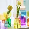 Vase 2PCセットミニ花瓶テラリウム水耕植物ポットガラス花瓶結婚式の花キャンドルホルダー装飾アボカドガラス成長芽Vase