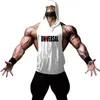 Men's Tank Tops Fitness Guys Hooded Vest Bodybuilding Dress Hoodie Single Summer Clothing Cotton Sports Sleeveless T-Shirt