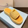 Crochet Flatform Slides Slippers Women Flat Designer Sandals Summer Beach Slides Slipper Colorful Woven Casual Sandale Luxury Shoes Comfort Peep Toe House Mule