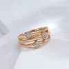 Kinel 585 Rose Gold Color Wide Big Rings for Women Unique Fashion Natural Zircon Ring Modern Wedding Party Daily Jewelry 240416