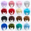 Perücken synthetische männliche Cosplay -Perücken mit Pony Short Straight Blonde Schwarz Blau weiß rote Haare Halloween Anime Cosplay Perücke für Mann Frauen