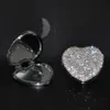 Spiegels creatieve diamanten draagbare make-up spiegel ronde hartvormige 2 keer vergroting hd dubbelzijdige spiegel vouwen kleine spiegel