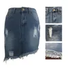 Jupes Jeans Jupe pour femmes Fashion dames massif bleu haute taille hanche court avec boutons