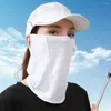 Scarves Solid Color Silk Mask Sun Proof Bib UV Protection Sunscreen Face Scarf Hanging Ear Neck Wrap Cover Hiking