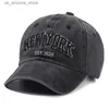 Kogelcaps 2024 New York City Mens katoen gewassen hoed dames gorras knop hoed honkbal hoed zonbescherming cassette papa hoed buitenhoed Q240425