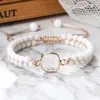 Perles de perles de 4 mm bracelets en pierre naturelle bracelets en porcelaine blanche corde élastique tressée à la main ajusté à la main pour femme homme couple bijoux