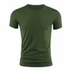 Magliette maschile maglietta maschile t-shirt a colori solidi a maniche corta maglietta estate in palestra casual palestra muscolare collo magro