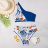 Nouveau Bikini sexy Camisole Single épaule du maillot de bain pour femmes en bikini à taille haute imprimée