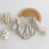 Rompers Baby Girls Clothes Toddler Girls One Pice Floral Bodysuit Ruffle Collar Infant Girls Outfit H240425