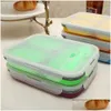 Lunchbox Silica Bags Rec gel met lepel vork student Bento Box Herichte Eco -vriendelijke smakeloze Sile Lunch Boxes Fashion Dh83q Es