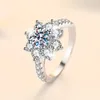 Cluster Rings Cocosily Multicolor 1CT D Color Moissanite S925 Sterling Silver Women's Ring Petal Sunflower Style Personalized Fashion