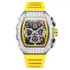 2024 Modieuze volledige diamant Nieuwe Onola Sports Multi Functional Mechanical Men's Watch Tape Waterdicht horloge