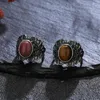 Cluster Rings High Quality 925 Sterling Silver Natural Tiger's Eye Stone Rhodochrosite Finger Fine Jewelry Vintage Ring For Women