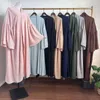 Etnik Kıyafet Dubai Orta Doğu Kadınlar Terigan Koyu Koyu Renk Gevşek Çan Sleeve Ceket Zarif Moda Elbise Kadınlar Müslüman