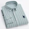 en chemise 100% coton chemise complète pour hommes smart décontractés de chemises lisses à rayures en tête à manches longues vêtements 240423