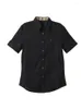 Men's Casual Shirts Black Business Cotton Coat Cut Label Short Sleeve