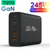 شواحن TQUQ 245W USB C Charger Laptop GAN POWER ADAPTER 4Port سطح مكتب شحن PD 100W شحن سريع لـ MacBook iPhone Samsung