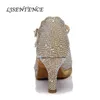 Dance Shoes Latin With Platform Jazz Ballroom Girls Rhinestone High Heels Glitter Salsa Dancing Red Gold