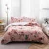 Folhas botânicas Tampa de edredão Floral Print King Bedding Conjunto de camas de microfibra macia Consolador de padrões geométricos com 2 travesseiros 240425