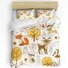 Ensembles Forest Animal Woods Owl Fox Deer 3pcs Litoire ensemble pour chambre à coucher pour double lit pour housse