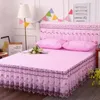 Gonna a letto principessa in stile letto coperto a pezzi singolo cover piccolo slittamento rosa fresco e foglio a prova di polvere