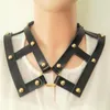 Hängen harajuku Dark Fashion Rivet Punk goth handgjorda läder guldfärg o-rund choker bälte sexig collarn halsband klubbfest