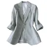 Costumes féminins 2024 Femme coréenne Matcha Green Fresh Suit Jacket Automne Style Slimming 3/4 SHEEVE TOP COAT