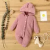 Rompers Baby Spring Jumpsuit Rompers Boys Girls Girls Lange Mouw Babykleding Pasgeboren 0 tot 18 m Solid peuter Kleding Baby Algemeen D240425