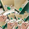 Anneaux Charm Emerald Dimaond Promise Ring 925 Sterling Sier Engagement Band For Women Bridal Jewelry Gift Drop Livrot OtGeh