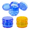 Drum Plastic Smoking Herb Grinders 60mm 55mm 44mm 4-Layer Tobacco Grinding and Storage Shredder Hand Grinder Transparent Mix Colors