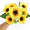 Fleurs décoratives 4 types beaux bouquet de tournesol simulation de soie de soie fleur de haute qualité artificielle maison jardin décoration de mariage