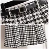 Röcke Herbst im Herbst Winterhundtooth Plaid Wollrock Frauen Korea Mode hohe Taille A-Line Midi Long und