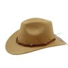 Cappelli a bordo larghi cappelli da secchio da cowboyhat ricamato a mano Accessori per cappelli da cowboy occidentali decorazioni classiche maschi jazz a bordo largo e cappello da feltro femminile y240425