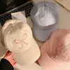 Kogelcaps Koreaanse boog honkbal pet vrouwen y2k roze bogen geborduurd snapback hoed zomer verstelbare zachte top piekkappen gorras j240425