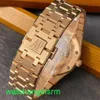 AP Crystal Wrist Watch Royal Oak Series 26574or Rose Gold Blue Dial Perpetual Calendar Briging Through Men's Fashion Leisure Business Sports mécanique