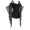 Women's Blouses V-Neck Lace Tassel Top Chic Bat Sleeve Halloween Tops For Women A-Line Slim Fit Details Verstelbare cosplay