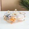 Assiettes Plat de collation de plaque de fruits de marque de marque 2/3/4/6 Grille Trac de dessert en plastique rond transparent