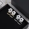 Brand Classic Designer Black White 2 Color Double Letter Flower Stud Earrings 18K Gold Copper Stud Earrings For Ladies Wedding Party Jewelry Love Gift