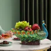 Creatieve pauw fruithouder opslagschotels decoratie luxe woning decor praktische plaat bureaublad 240425