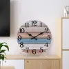 Clocks Wooden Wall Clock Number Wall Clock Rustic Vintage Wood Wall Clock Silent Non Ticking 10inch Round Analog Alarm For Room