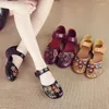 Casual Shoes Johnature 2024 Summer Flower Sandals Ethnic Style Handmade Genuine Leather Soft Sole Comfortable Women's