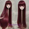 Perücken Frauen menschliches Haar BJD3 Punkte und 4 Perücke in voller Länge für mit geradlinigen Pony Blättern Loli Doll Style Long Head Set