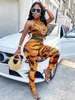 Stylish Lady Leopard gedruckt Sport 2 Stück Set Frauen ärmelloses Ernte Top und dünne Pant -Anzüge 2024 Sommer Sexy Club -Outfits