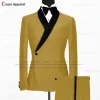 Jackets Fashion White Suits for Men Elegant Black Velvet Shawl Rapel Jacket met broek 2 stuks Prom Diner Wedding Witte Tuxedo voor mannen