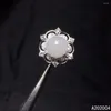 Klusterringar kjjeaxcmy fina smycken 925 sterling silver inlagd pärla naturlig vit jade wqman kvinnlig ring klassisk supportdetektering