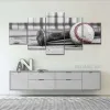 5 Panels Baseball Pop Wall Art Canvas Painting Black and White Sports Posters and Prints for Living Room Home Decoration Cuadros