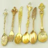 Retro European Carved Mini Coffee Spoon Ice Spoon dessertskedar Fruit Fork Middle East Style Table Seary 6pcs Dec0857788980