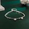 Bracelets de liaison couleur argent sterling pour les femmes géométriques Love Cubes Perles charme de la chaîne de mains féminine bijoux de mode Orignal