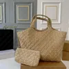 ICare Raffias Straw Totes Bag Bag Women Luxury Faction Handbag Hand Straw Bag Bag عالية الجودة Beach Bag Base Bag Bag Bag قابلة للفصل